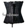 Womens Floral Lace Up Corset Overbust Waist Cincher Bustier Top, Red Black