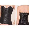 Women's Bustier Corset Sexy Jacquard Overbust Waist Cincher Body Sculpting Wear Top, Black