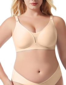 Bras for Women Wireless Deep V Mesh Comfortable Bralette Supportive Tshirt Bra No Underwire Seamless Push Up Full Coverage Everyday Bras (Color: Black, size: L)
